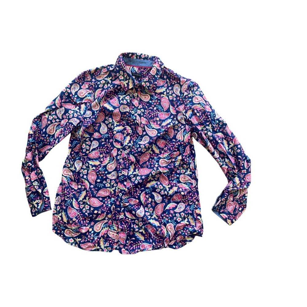 Talbots Paisley Print Cotton Button Down Top